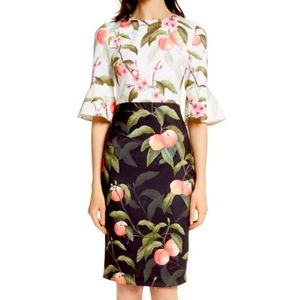 Ted Baker Areea Peach Blossom fluted sleeve dress